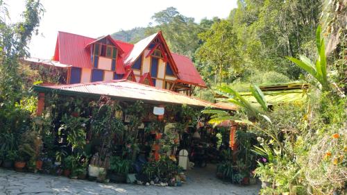 a store with flowers and plants in front of a building at Hospedaje Rural Tupinamba in Ibagué