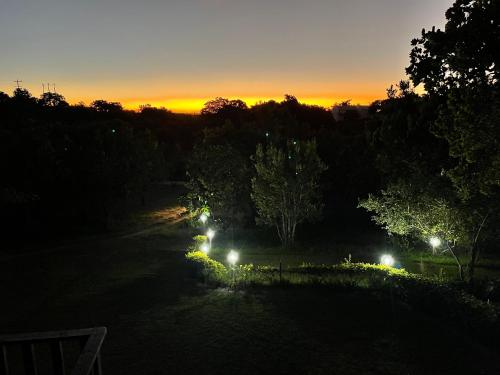 a view of a garden at night with lights at Kosy place in KwaMazambane