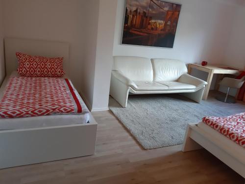 Cama o camas de una habitación en Traumwohnung in Feldrandlage