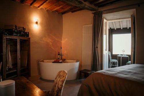 a bedroom with a bath tub and a bed at B&B La Castellina in Abbadia San Salvatore