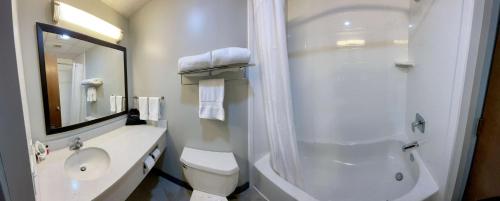 a bathroom with a toilet and a sink and a shower at Best Western Port Clinton in Port Clinton