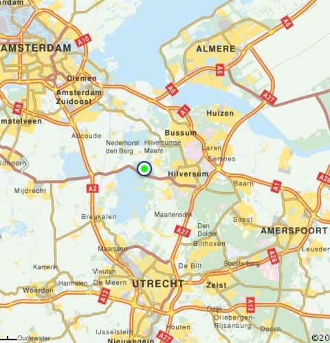 a map with a green circle on it at Bed & Breakfast Kortenhoefsedijk in Kortenhoef