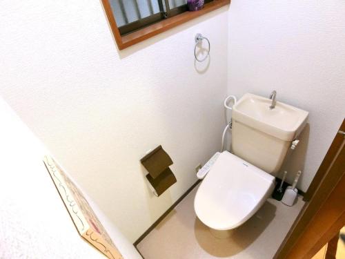 a small bathroom with a toilet and a sink at Sepia Court Inn セピアコートイン in Urayasu