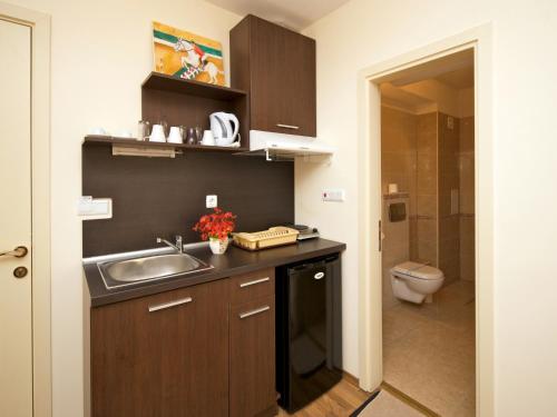 A kitchen or kitchenette at Hotel Golden Ina