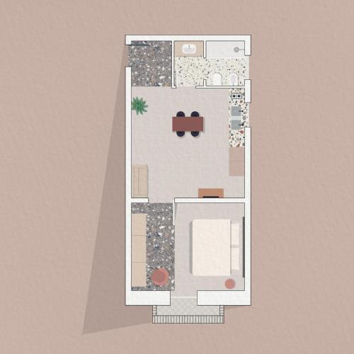 a drawing of a floor plan of a house at Living u HomeSuites in Lecce