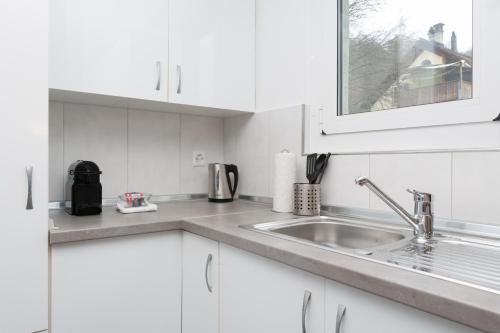 Kuchyň nebo kuchyňský kout v ubytování Galaxy Apartments Lucerne