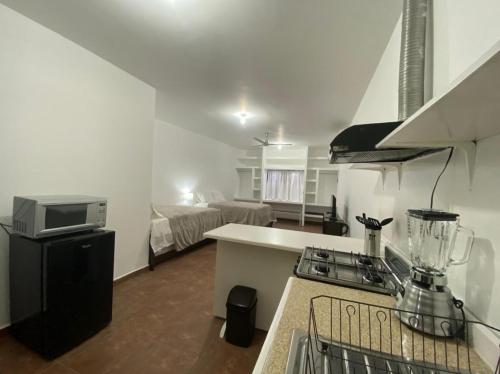 Il comprend une cuisine équipée d'une cuisinière et d'un comptoir. dans l'établissement CASA ROMEL, à Ciudad Valles