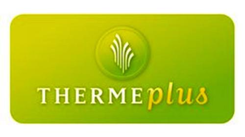 un signe vert portant le logo thermiteips dans l'établissement Hotel Ilmenautal inklusive THERMEplus, à Bad Bevensen