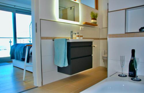 Kuchyň nebo kuchyňský kout v ubytování Dachloft MEERzeit