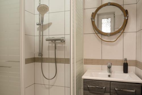 Koupelna v ubytování Ferienhaus Neuseenland