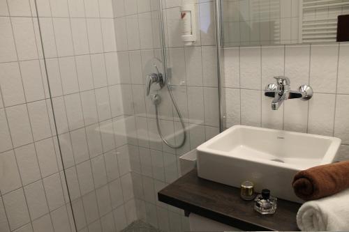 Ett badrum på Hotel-Landgasthof Brachfeld