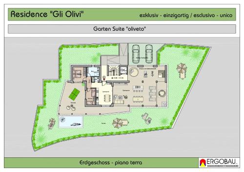 a floor plan of a villa with at Penthouse & Garden - luxury apartment in Postal