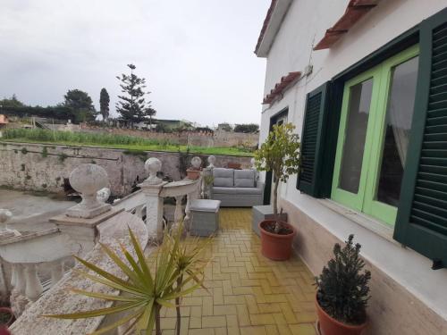 patio z roślinami i kanapą w budynku w obiekcie La Casa di Romeo w mieście Procida