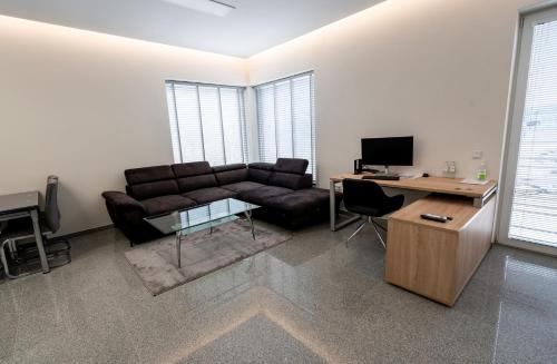 TV a/nebo společenská místnost v ubytování Apartament Grabowski Stone Design