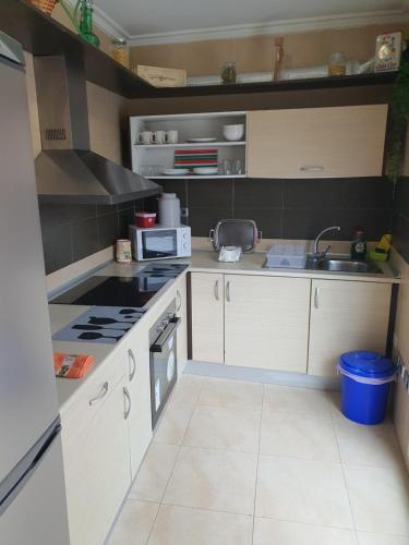 a small kitchen with a sink and a stove at Exclusivo Atico con vistas en el centro de Lorca in Lorca