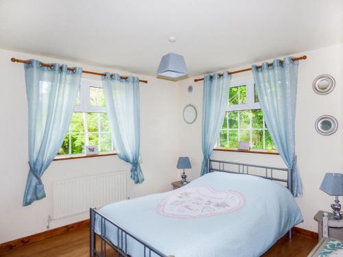 1 dormitorio con 1 cama y 2 ventanas en Berrylane, en Enniscorthy