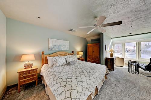 a bedroom with a bed and a ceiling fan at Lowell Haven 267 in Park City
