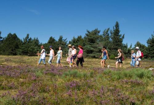 a group of people walking in a field at Les Bouviers in Saint-Denis-en-Margeride