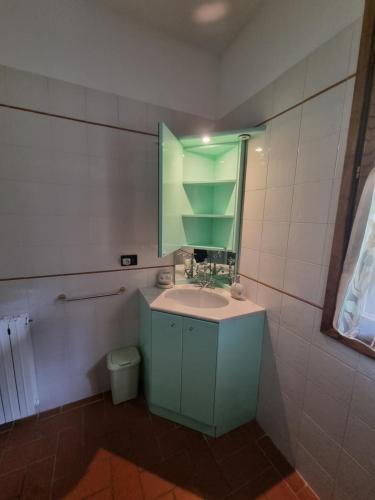 een badkamer met een wastafel en een spiegel bij B&B il Bagarello in Palazzuolo sul Senio