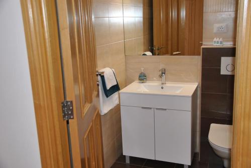 斯拉蒂納的住宿－Apartment Relax Villa Salena，浴室配有白色水槽和卫生间。