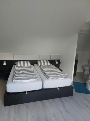 two beds sitting next to each other in a room at Slapen in Dordrecht in Dordrecht