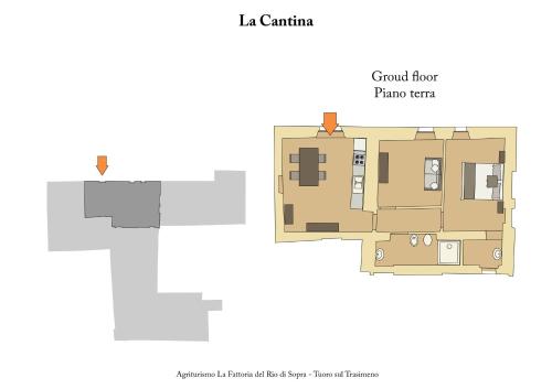 a floor plan of the la centrina apartment at La Fattoria del Rio di Sopra - Agriturismo Baldeschi in Tuoro sul Trasimeno