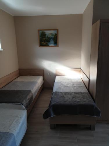 Zimmer mit 2 Betten und einem Bild an der Wand in der Unterkunft Minerál in Podhájska