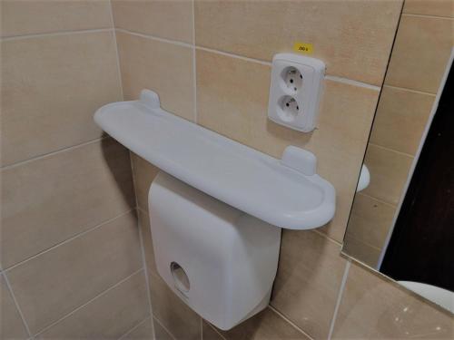 a toilet in a bathroom with a sink on the wall at Ubytování Střekov Aréna in Ústí nad Labem