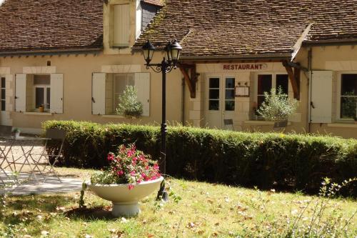 a flower pot in the yard of a house at Hostellerie le Clos du Cher in Noyers-sur-Cher