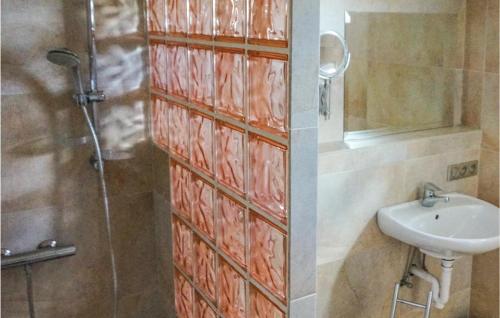 a bathroom with a shower and a sink at Amazing Home In Cruzy in Cruzy
