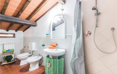 a bathroom with a sink and a toilet and a shower at La Tana in Crespina