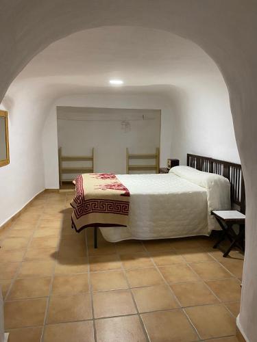 a bedroom with a large bed in a room at Cueva de Ramón y Elvira in Cuevas del Campo