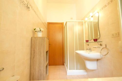 een badkamer met een wastafel en een douche bij Armonia Pineto Vacanza in Pineto