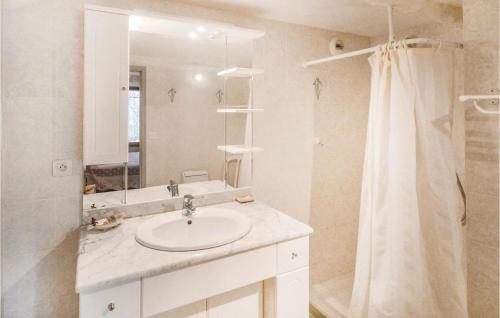 a white bathroom with a sink and a shower at Beautiful Apartment In Castagniers With 1 Bedrooms in Porcio