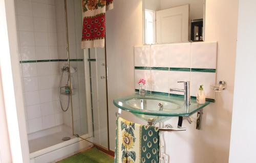 y baño con lavabo y ducha. en Stunning Home In Reillanne With Wifi, en Reillanne