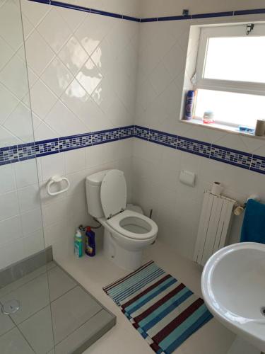a bathroom with a toilet and a sink at Villa Vale Grande in Tavira