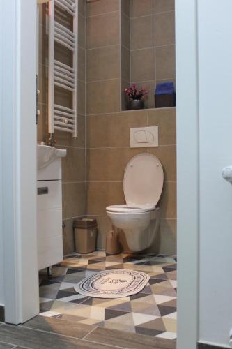 a bathroom with a toilet and a sink at Apartman Cer in Banja Koviljača