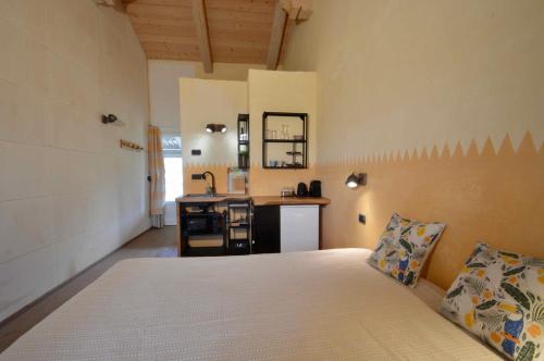 a bedroom with a bed and a sink in a room at Ferrarotti in Clavesana