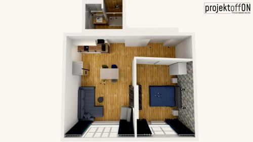 a rendering of a floor plan of a room at Kazimierz Old Town Apartments in Krakow
