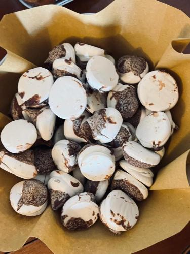 a box filled with oreos and white frosting at LOCANDA PODERE LE VIGNE in Radda in Chianti