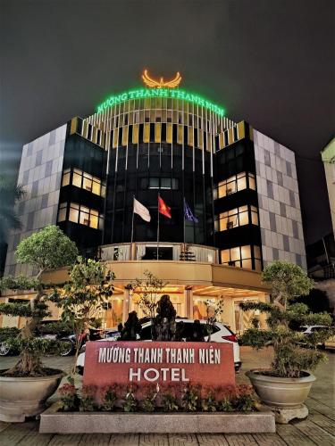 a hotel with a sign in front of it at Muong Thanh Thanh Nien Vinh in Vinh