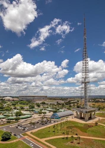 a view of a city with a cellular tower at Brasil 21 Convention Affiliated by Meliá in Brasilia