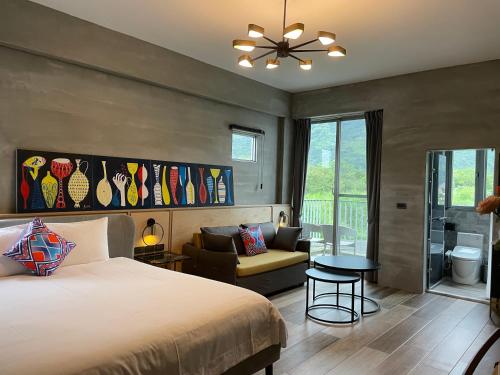 Cama o camas de una habitación en 靜樹湖民宿Jing Shuhu B&B