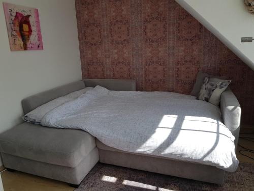 a bedroom with a bed and a couch in it at Altastenberger Lodge in Winterberg
