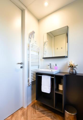 a bathroom with a sink and a mirror at Royal Village in Malý Slavkov