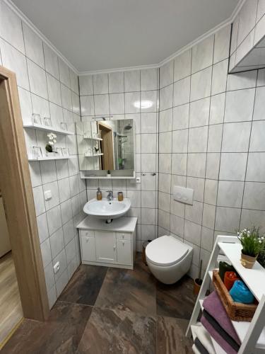 Koupelna v ubytování Schlossblick