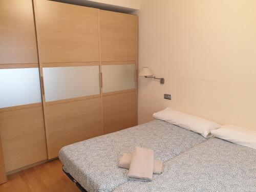 a bedroom with two beds and a closet at Quintanar Jaca in Jaca