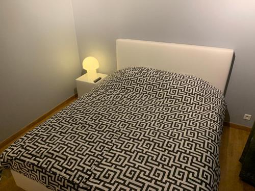 Een bed of bedden in een kamer bij Privé-kamer centrum Oostende met eigen badkamer/wc