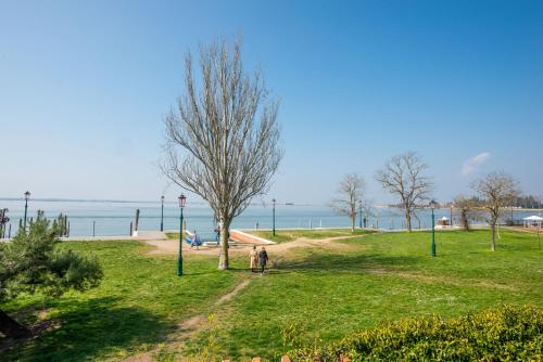 a person standing in a park with a tree at TIFFANY GOLD in Burano