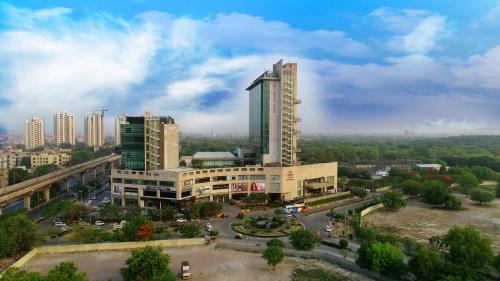 a view of a city with tall buildings at Crowne Plaza New Delhi Rohini by IHG in New Delhi